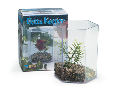 Lee's Aquarium & Pet Products Betta Keeper w/ Lid, Gravel, and Plant